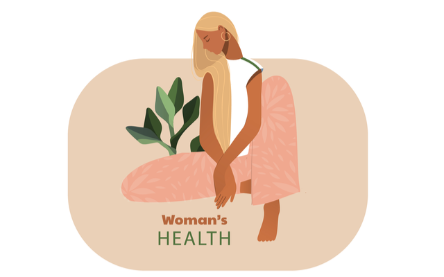vector image of a women squatting down with one leg up and her head down